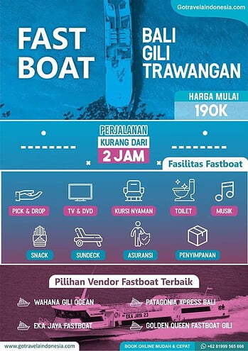 Tiket Fast Boat Bali Gili | Harga Update Boat Ke Gili Trawangan